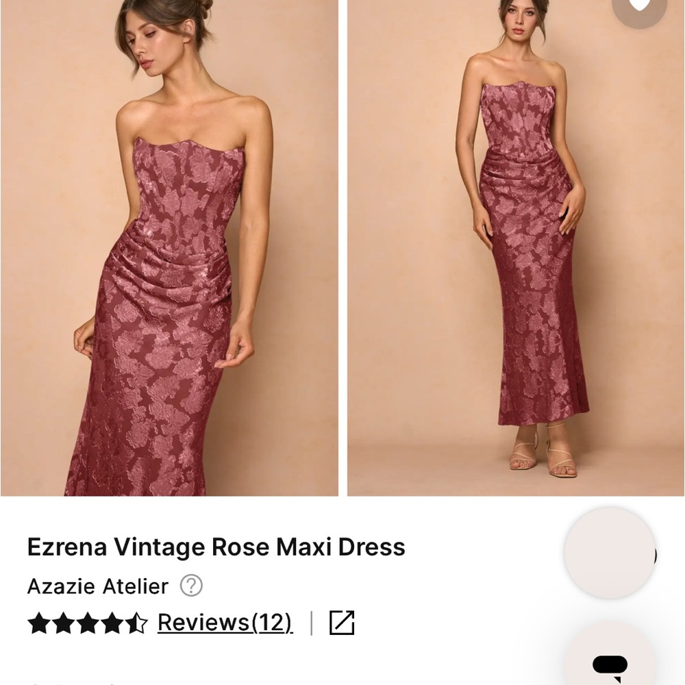 Azazie Strapless Rose Lace Dress